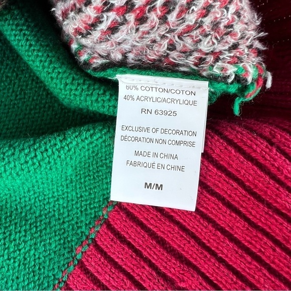 Santa Thumbs Up Cheers Beer Ugly Christmas Sweater Fair Isle Long Sleeve Med NWT - Picture 8 of 8